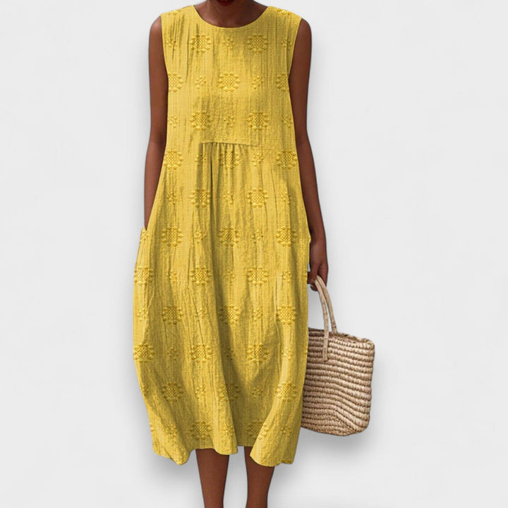 Nina - Textured Cotton Midi Dress