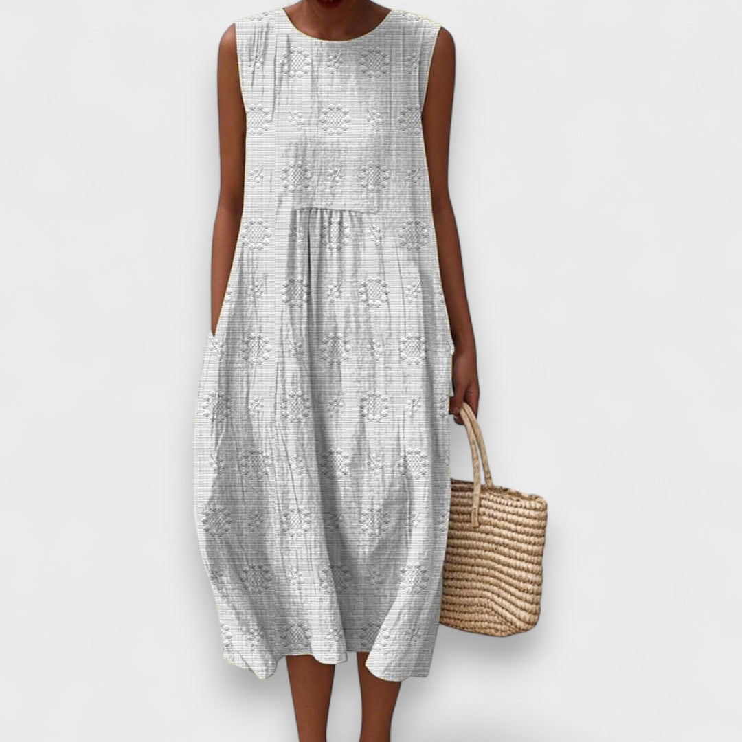 Nina - Textured Cotton Midi Dress