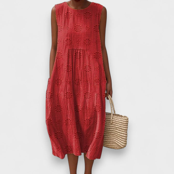 Nina - Textured Cotton Midi Dress