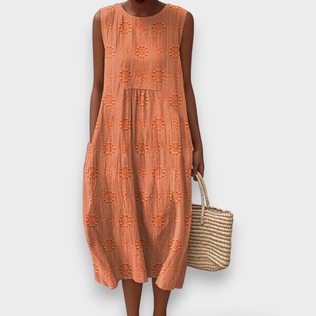 Nina - Textured Cotton Midi Dress