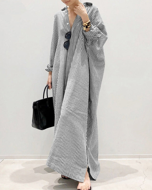 Giselle | Striped Shirt Maxi Dress