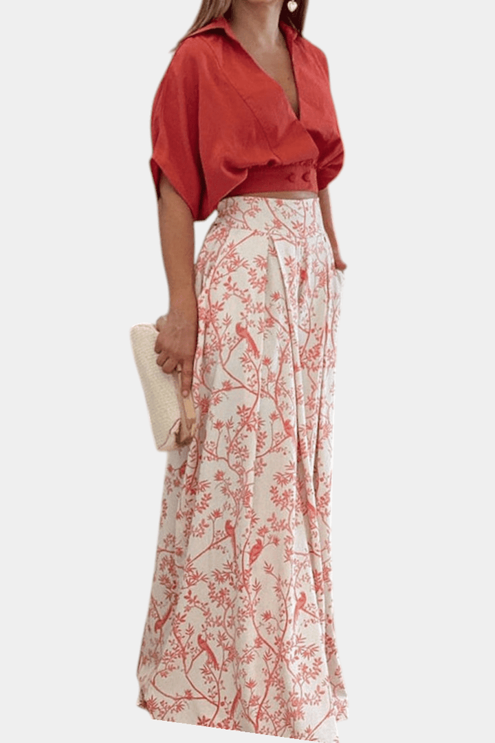 Olivia | V-Neck Top &amp; Trousers