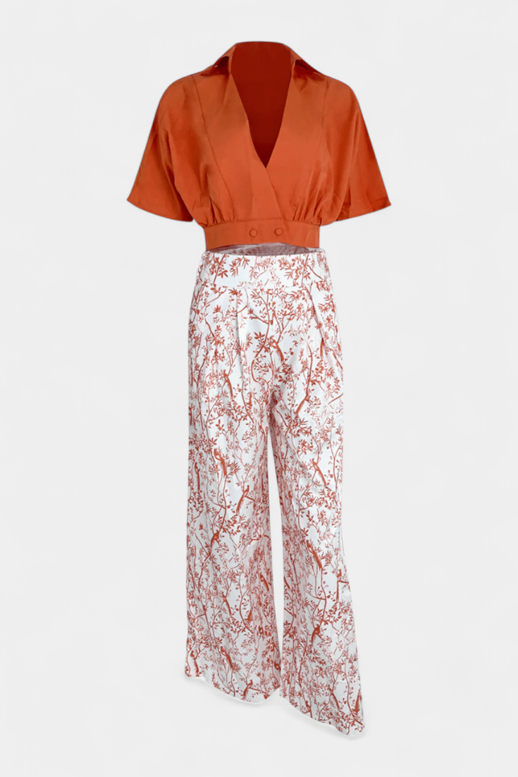 Olivia | V-Neck Top &amp; Trousers