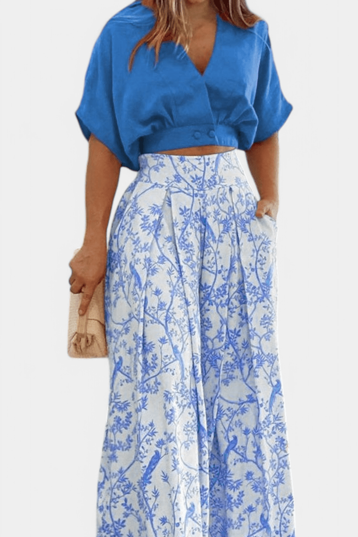 Olivia | V-Neck Top &amp; Trousers