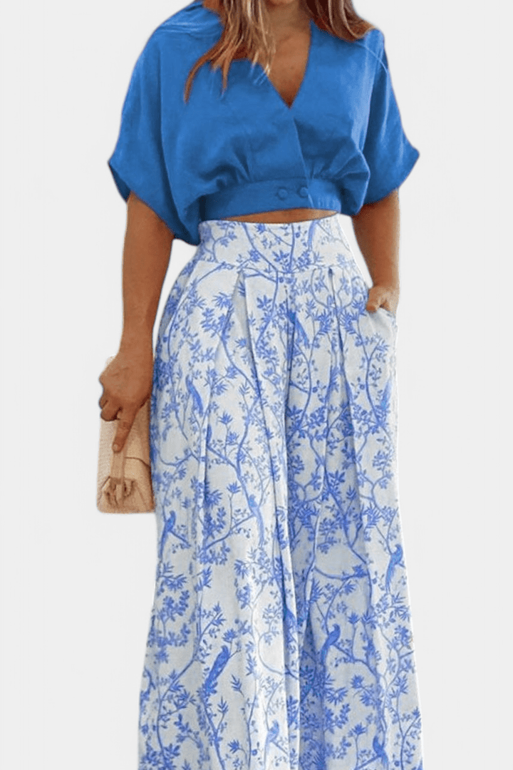 Olivia | V-Neck Top &amp; Trousers