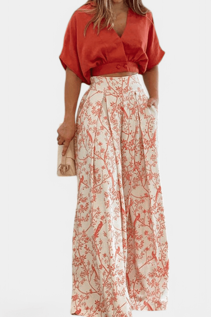 Olivia | V-Neck Top &amp; Trousers