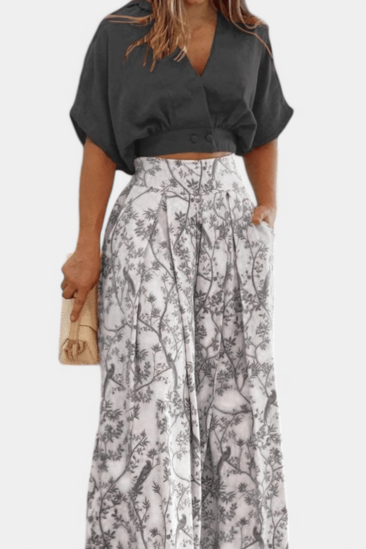 Olivia | V-Neck Top &amp; Trousers