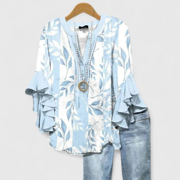 Elowin | Printed Ruffle Blouse