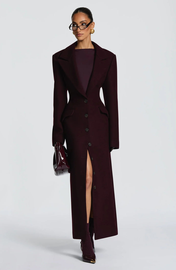 Paris | Sculptural Elegance Coat - Wine