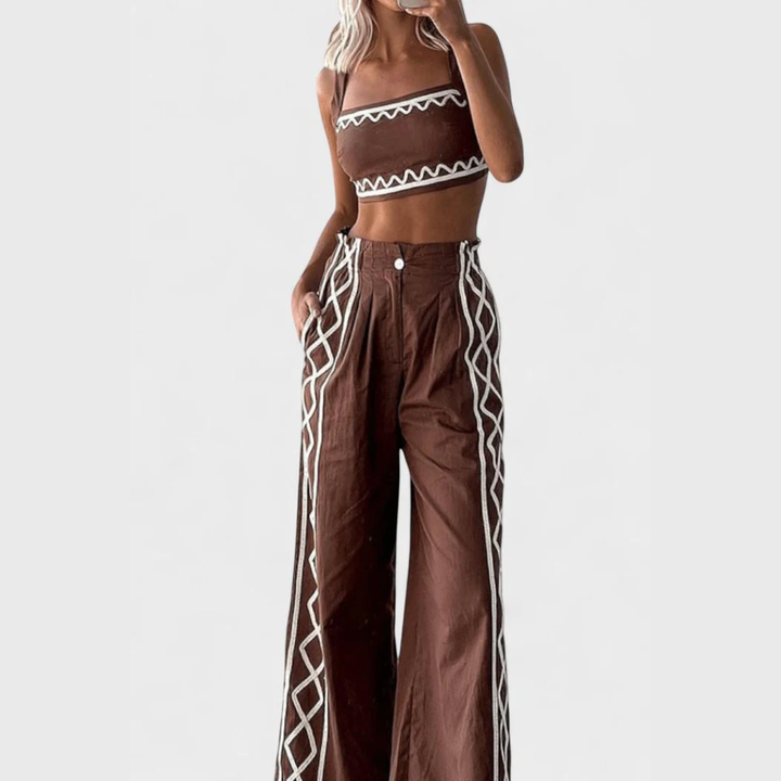 Mirella | Asymmetrical Top &amp; Wide Trousers