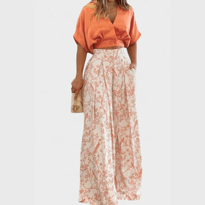Olivia | V-Neck Top &amp; Trousers