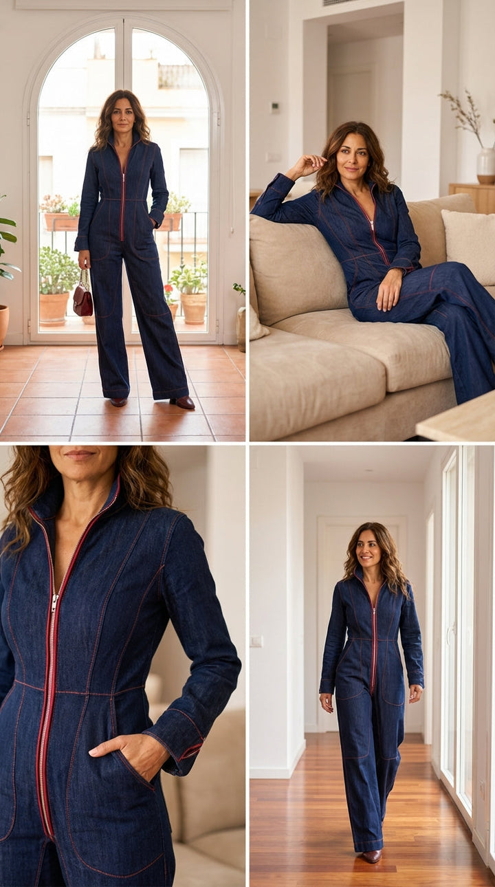 Chelsea | Sculpted Denim Jumpsuit