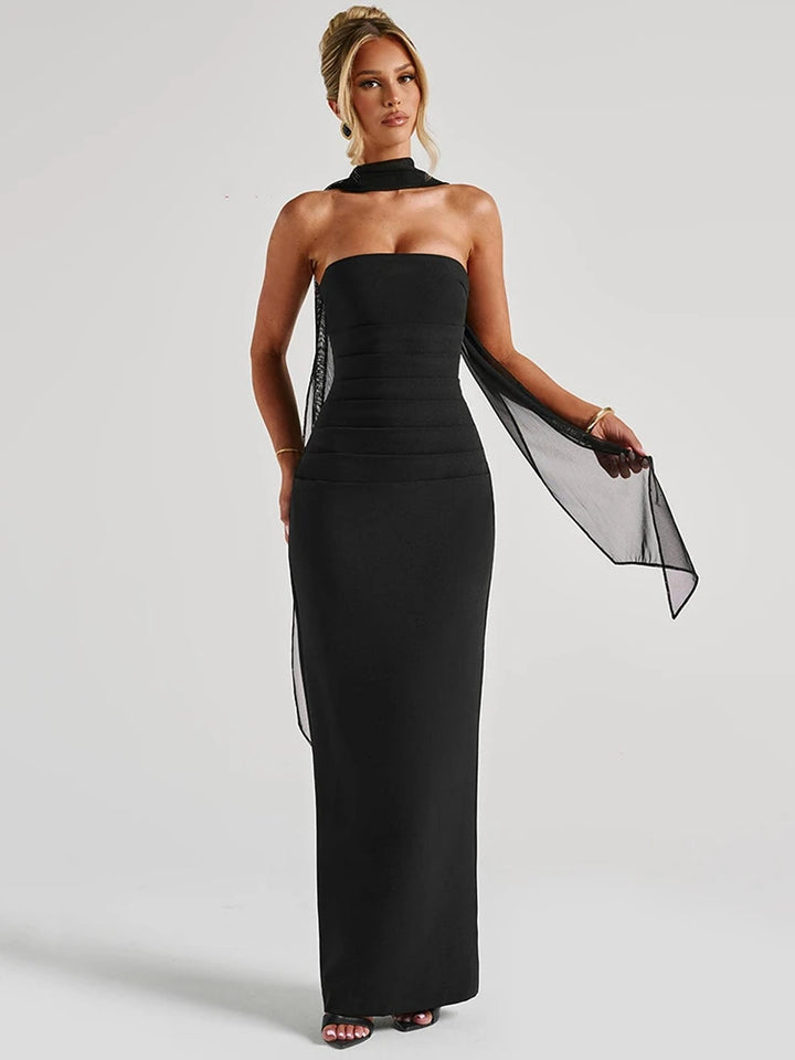 Celestine - Scarf-Neck Maxi Dress