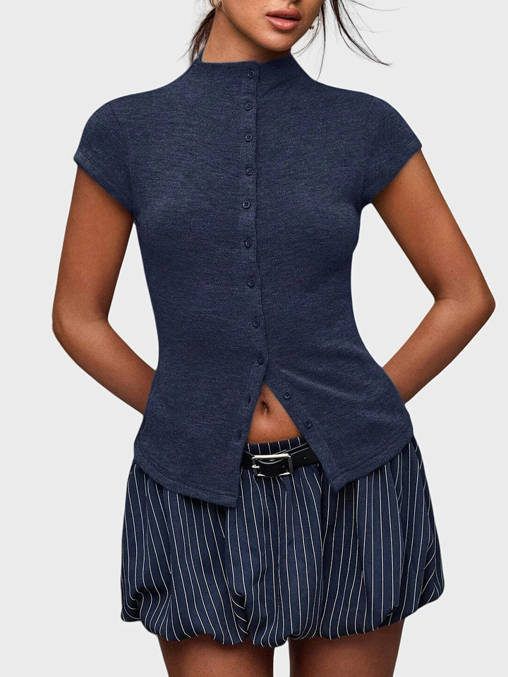 Mila - Ribbed Button Knit