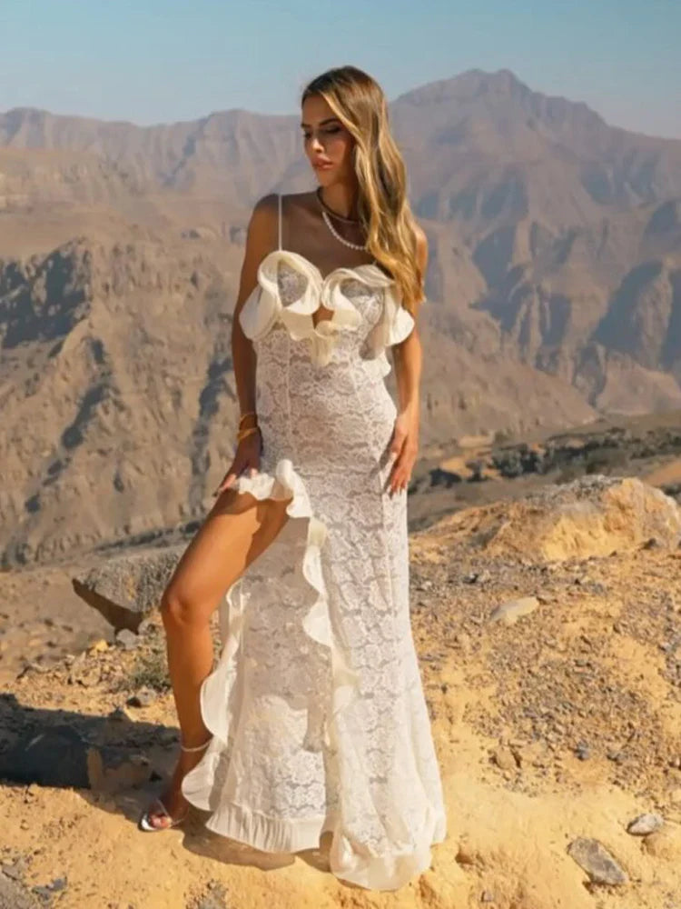Zarelle | Ruffle Cut-Out Maxi Dress