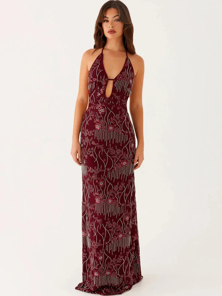 Arabella | Backless Sequin Maxi Dress