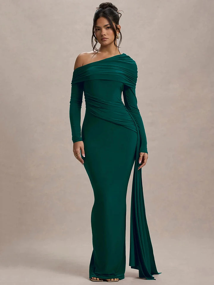 Alessia - Draped Shoulder Gown