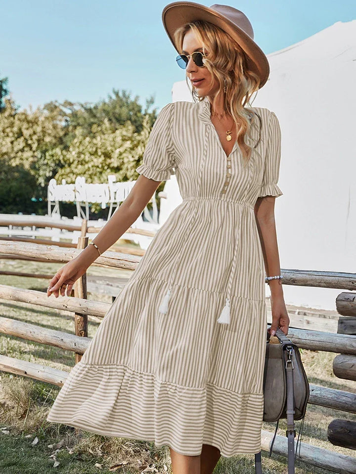 Elodie | Breezy Striped Midi Dress