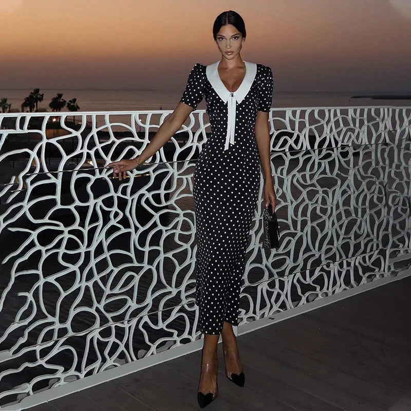 Amelia | Polka Dot Maxi Dress