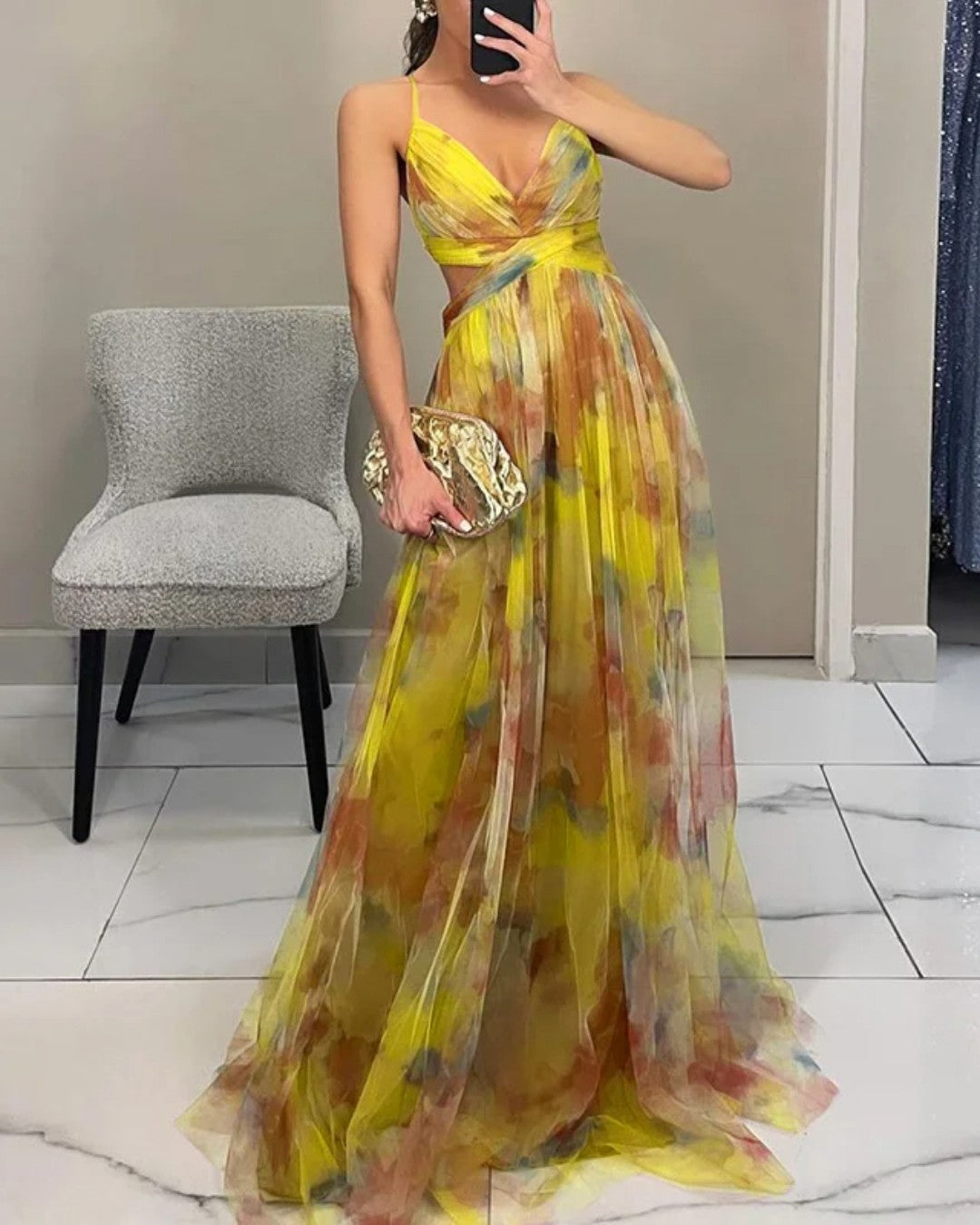 Liora | Floral Chiffon Maxi Dress