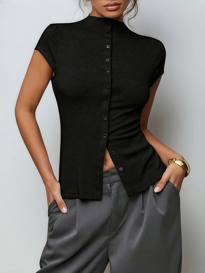 Mila - Ribbed Button Knit