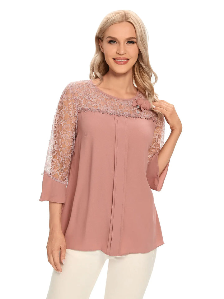 Hannah - Elegant Lace Trim Blouse