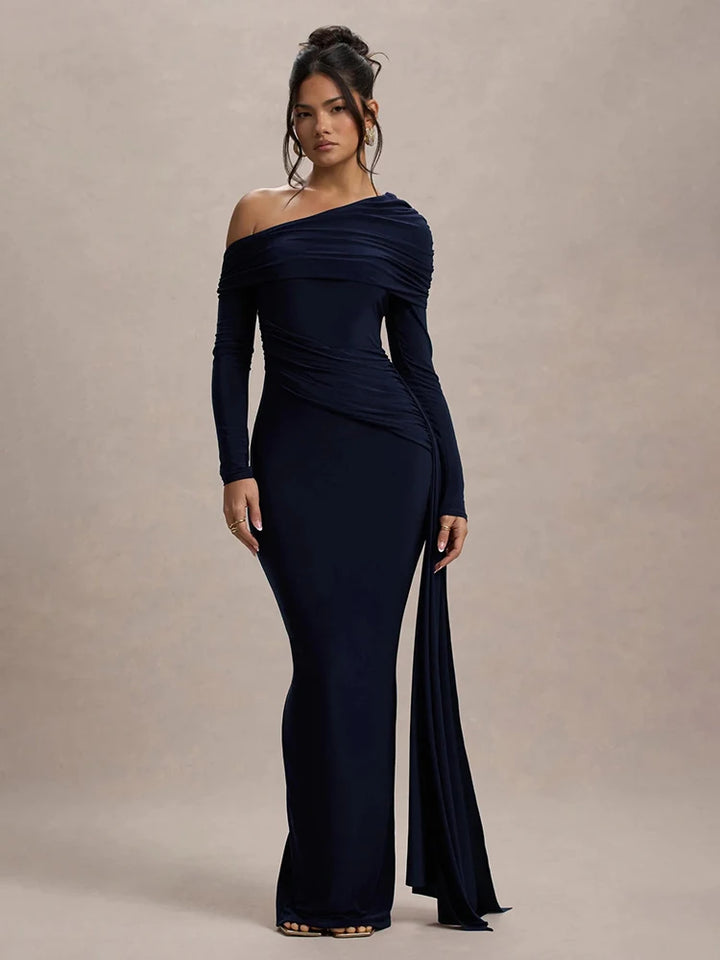 Alessia - Draped Shoulder Gown