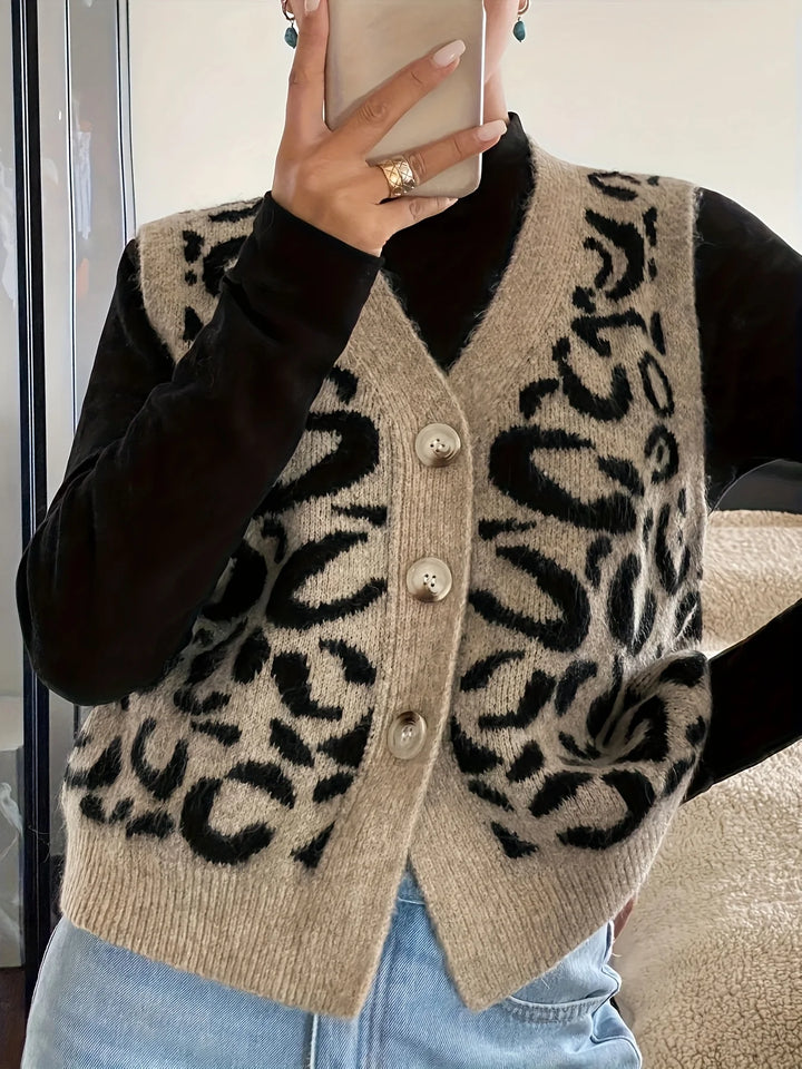 Nova - Leopard Knit Vest