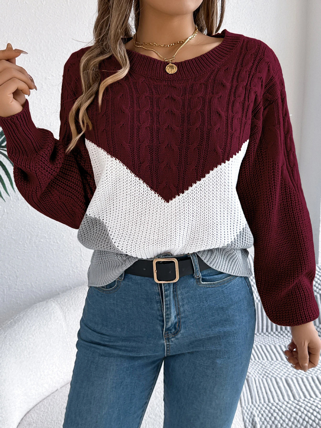 Mira - Colourblock Knit Jumper