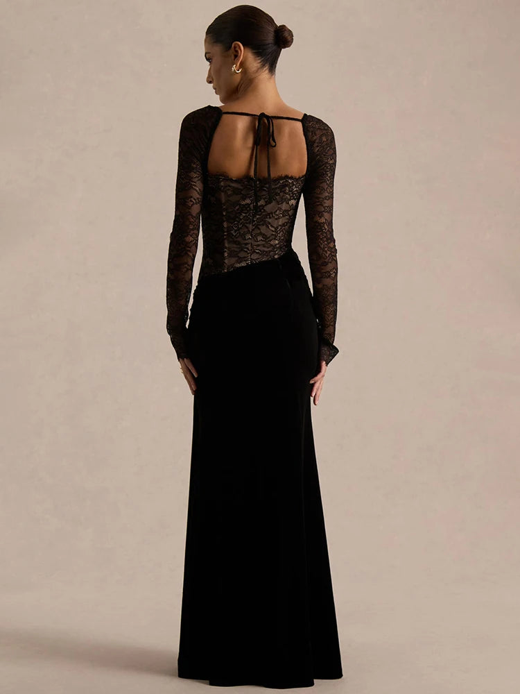 Seraphina - Lace & Velvet Evening Gown