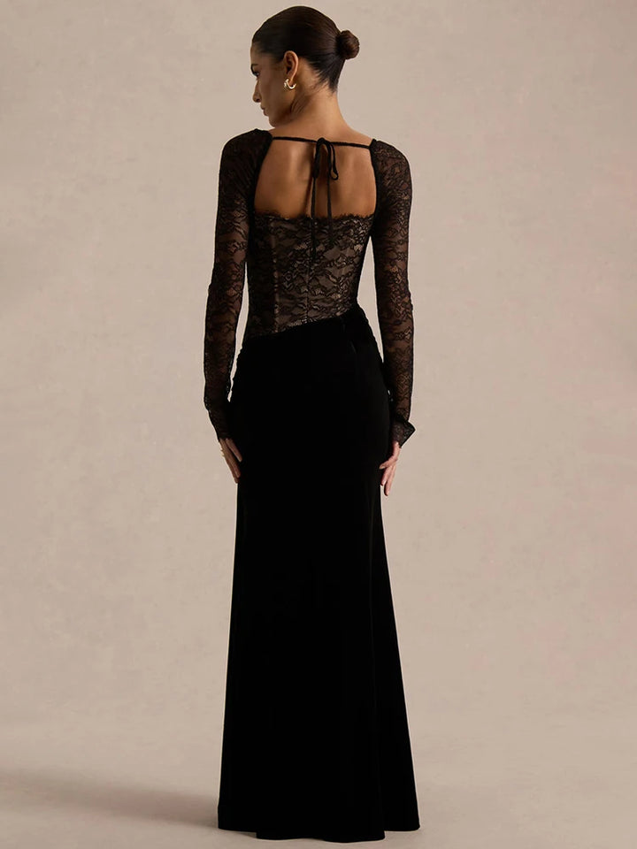 Seraphina - Lace & Velvet Evening Gown