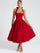 Edith | Square Neck Midi Dress Red