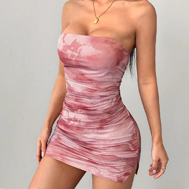 Luna - Blush Strapless Mini Dress