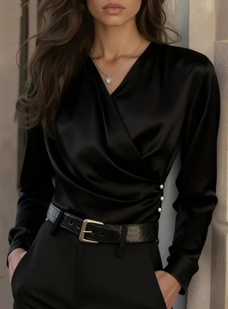 Layla - Satin Wrap Blouse