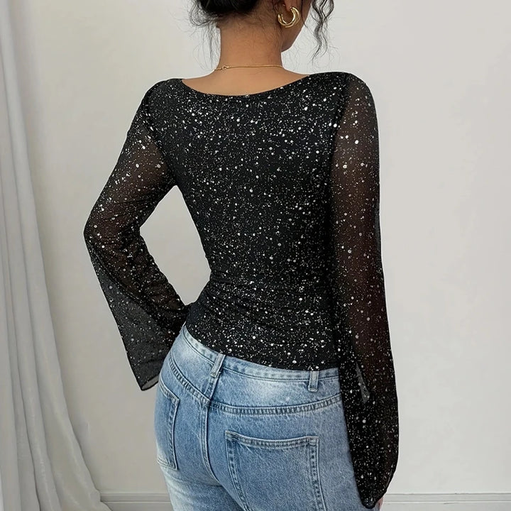 Midnight Sparkle Mesh Top
