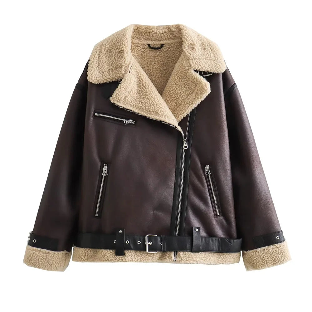 Talia - Faux‑Suede Belted Jacket