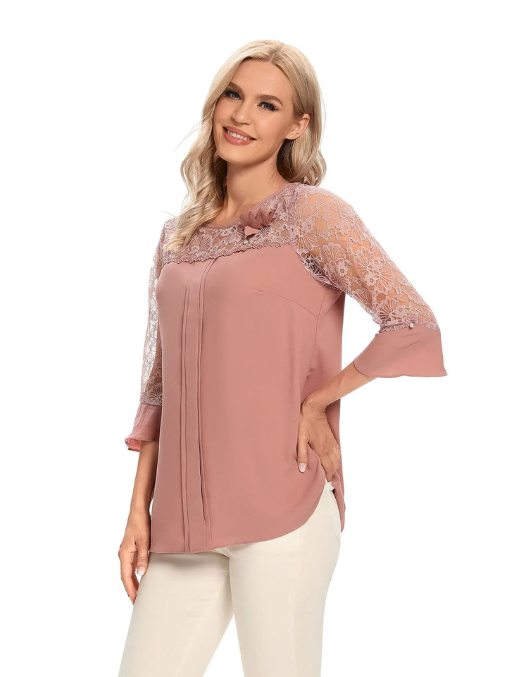 Hannah - Elegant Lace Trim Blouse