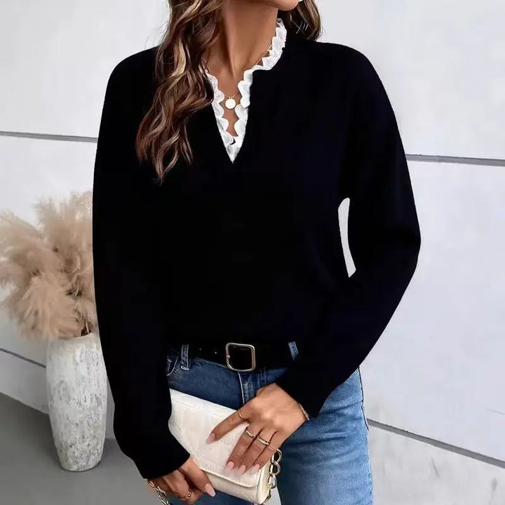 Jane | Ruffle V-neck Sweater
