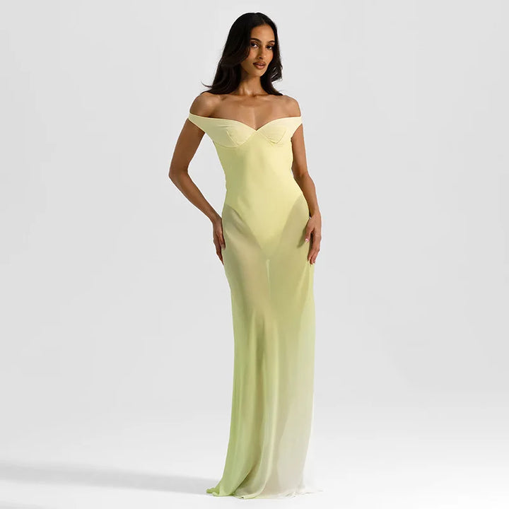 Zivra | See Through Maxi Dress - Yellow
