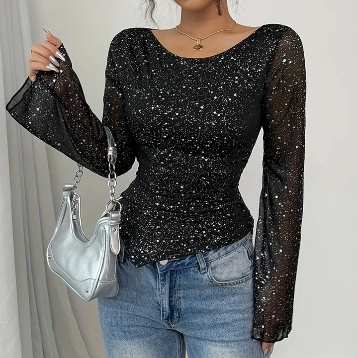 Midnight Sparkle Mesh Top