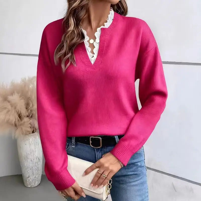 Jane | Ruffle V-neck Sweater