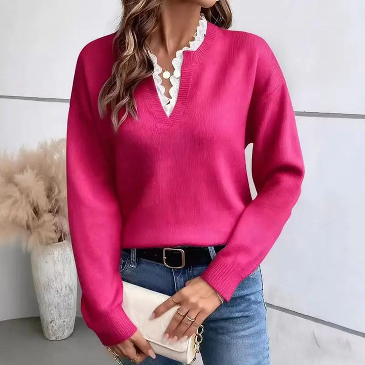 Jane | Ruffle V-neck Sweater