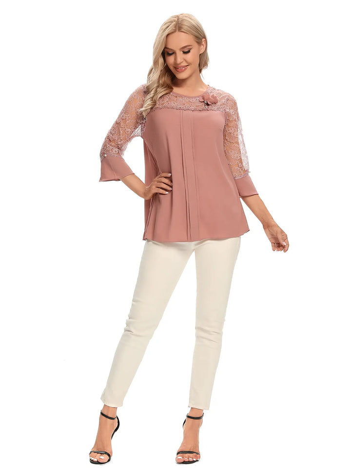 Hannah - Elegant Lace Trim Blouse