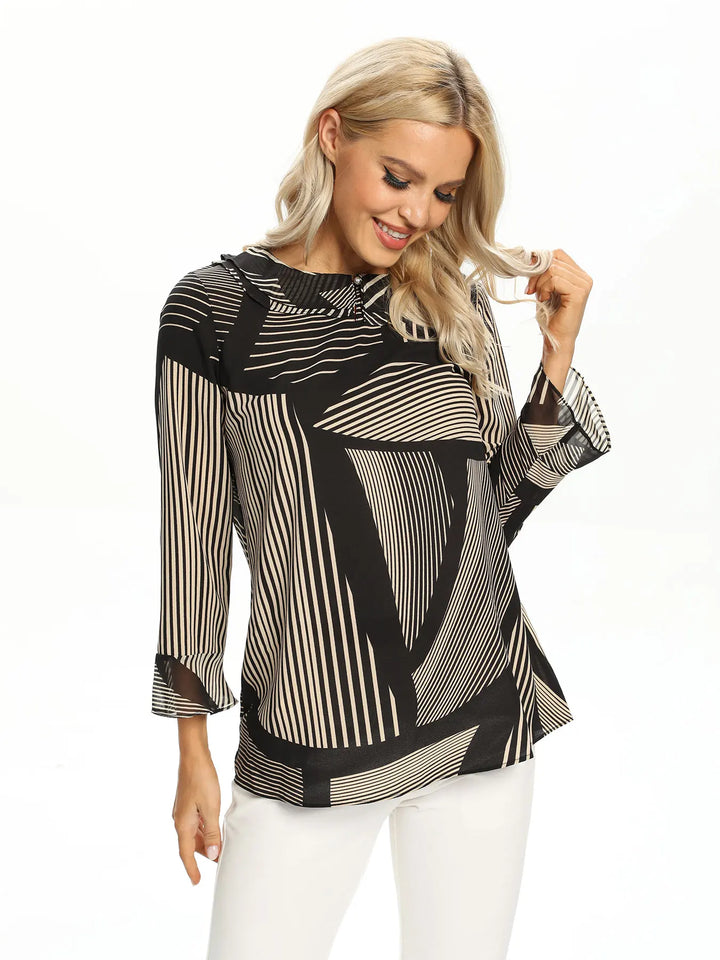 Freya - Elegant Abstract Print Blouse