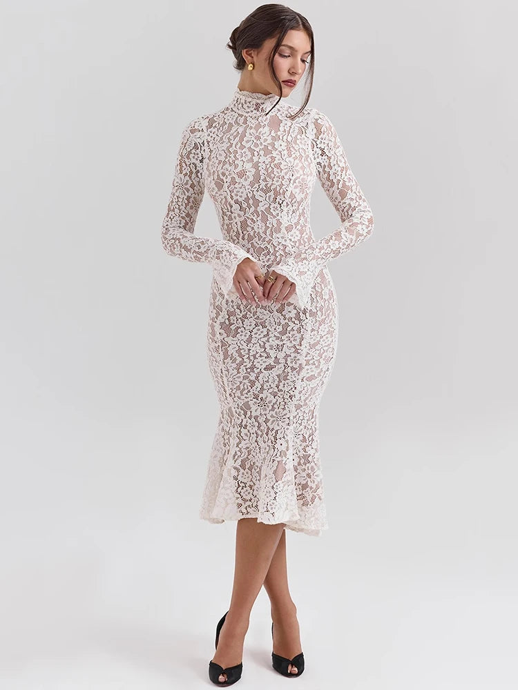 Elira - Lace Contour Midi Dress