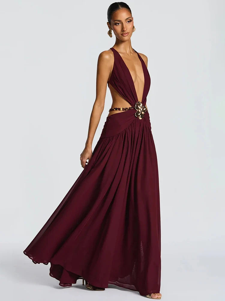 Cressida | Cut-Out Maxi Dress Burgundy