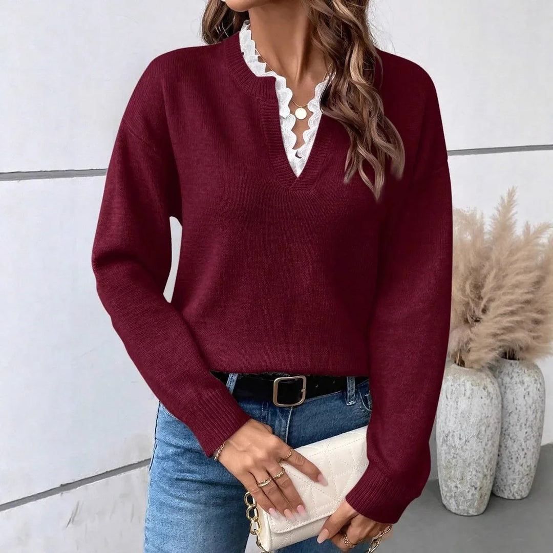 Jane | Ruffle V-neck Sweater