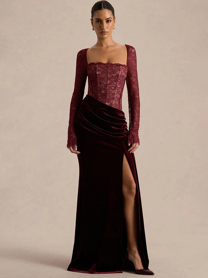 Seraphina - Lace & Velvet Evening Gown
