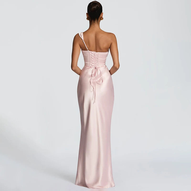 Velixa | Pleated Fishtail Gown - Pink
