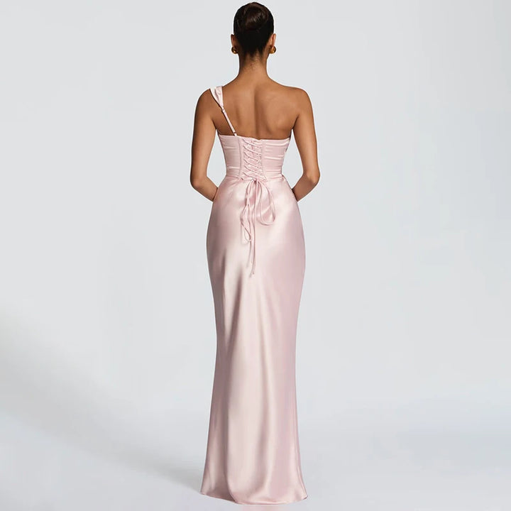 Velixa | Pleated Fishtail Gown - Pink